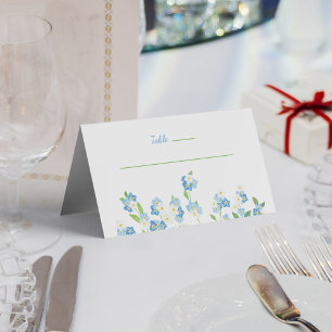 Forget Me Not Blue & White Folded Place Card