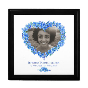 Forget-me-not blue white heart photo keepsake gift box