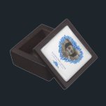Forget-me-not blue white heart photo keepsake gift box<br><div class="desc">Ideal to keep your inherited gift or a special item from a passed loved one. Personalize with your loved one's photo,  name,  and dates. Other matching items are available. Original hand-inked and watercolor forget-me-nots floral art and design by www.mylittleeden.com</div>