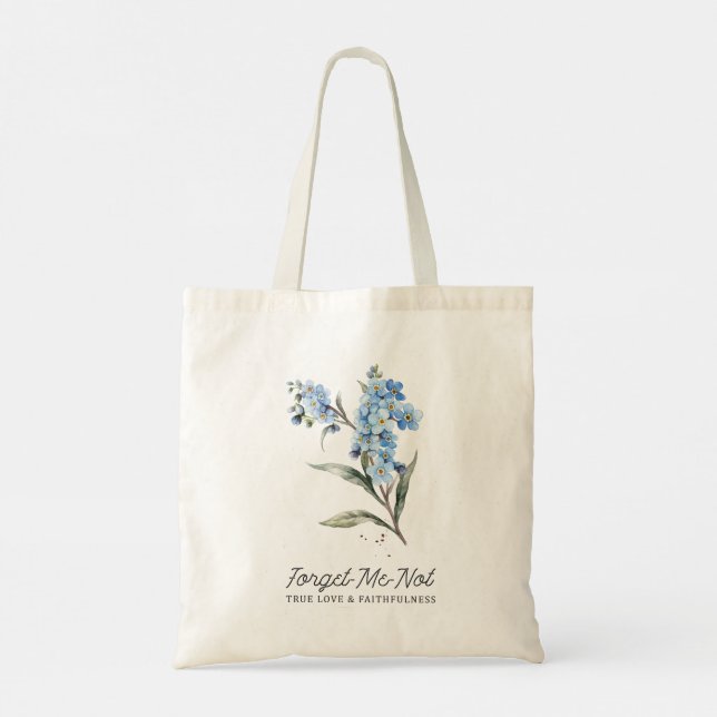 Forget Me Not Bohemian Romantic Boho Floral Tote Bag (Back)