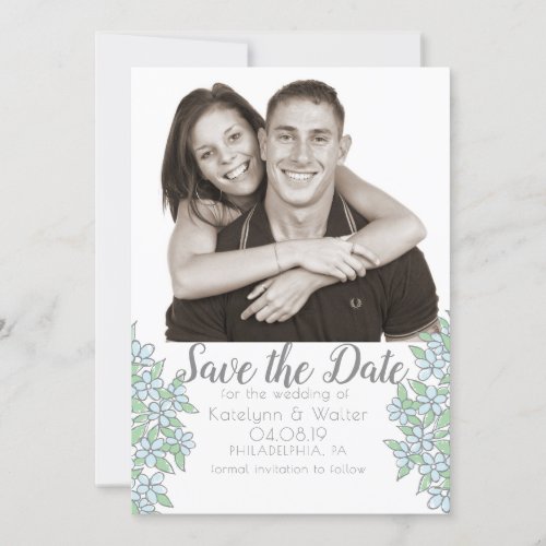 Forget_Me_Not Bouquet Photo Save the Date Invitation