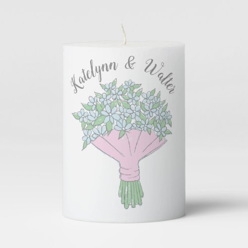 Forget_Me_Not Bouquet Spring Wedding Pillar Candle