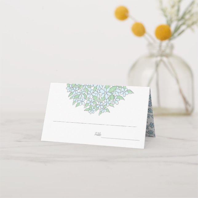 Forget-Me-Not Bouquet Spring Wedding Place Card (Front)