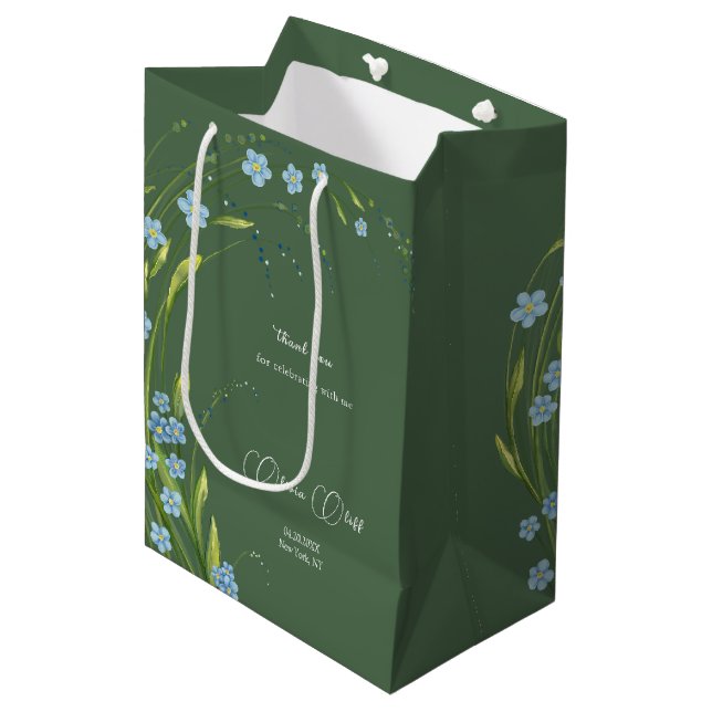 Forget-Me-Not Bridal Shower Medium Gift Bag (Front Angled)