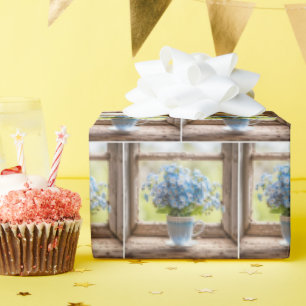 Forget-Me-Not Bunch In Coffee Cup Wrapping Paper