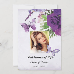 Forget Me Not Butterflies Celebration of Life  Invitation