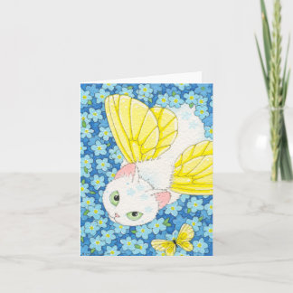 Forget-me-not Cat Fairy Notecard Moussart