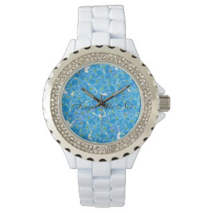Forget Me Not Clusters of Water Color Blue Flowers Watch