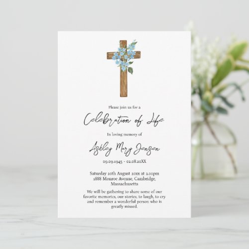 Forget me not Cross Celebration of Life Funeral