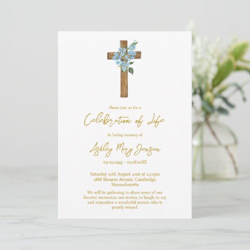 Forget me not Cross Celebration of Life Funeral