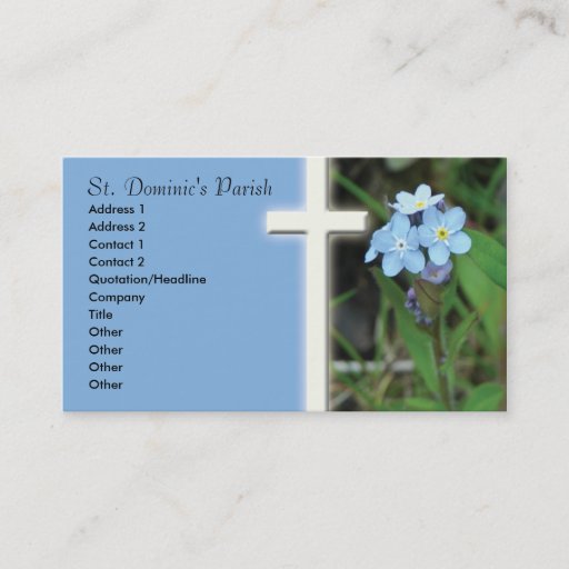 Customizable Forget Me Not Cross Christian Business Card