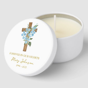 Forget me not Cross Funeral Mini Candle Favors