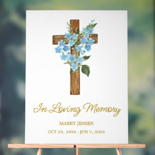 Forget me not cross Memorial Funeral Acrylic Sign