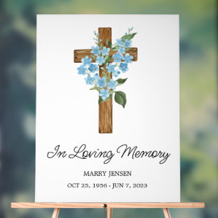 Forget me not cross Memorial Funeral Acrylic Sign