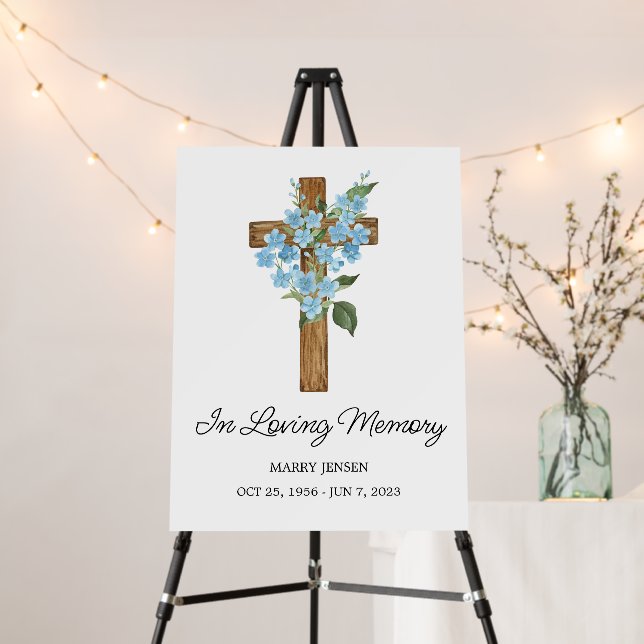 Forget me not Cross Memorial Funeral Foam Board (In Situ (Stand))