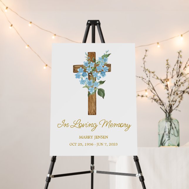 Forget me not Cross Memorial Funeral Foam Board (In Situ (Stand))
