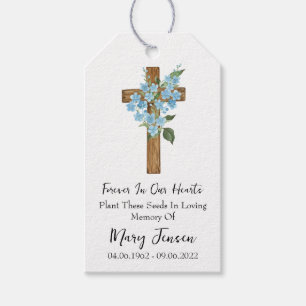 Forget me not Cross Memorial Funeral Seed Packet  Gift Tags