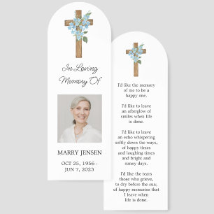 Forget me not Cross Photo Memorial Bookmark