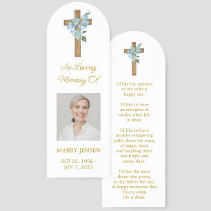 Forget me not Cross Photo Memorial Bookmark