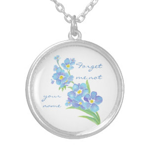 Forget me not Custom Forget Me Not Personalize Silver Plated Necklace