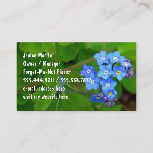 Customizable Forget-Me-Not Custom Template Business Cards