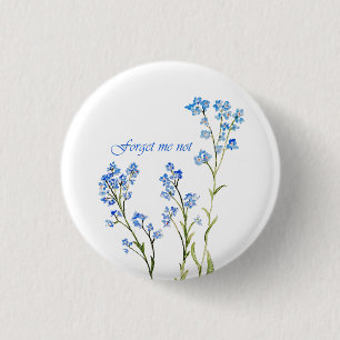 Forget me not Custom Watercolor Garden Flower Button