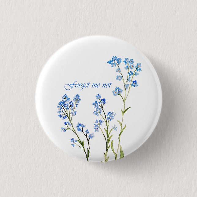 Forget me not Custom Watercolor Garden Flower Button (Front)