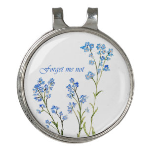 Forget me not Custom Watercolor Garden Flower Golf Hat Clip
