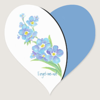 Forget me not Custom Watercolor Garden Flower Heart Sticker