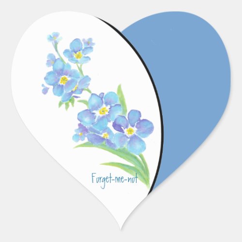 Forget me not Custom Watercolor Garden Flower Heart Sticker