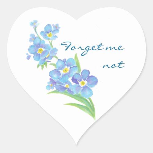 Forget me not Custom Watercolor Garden Flower Heart Sticker