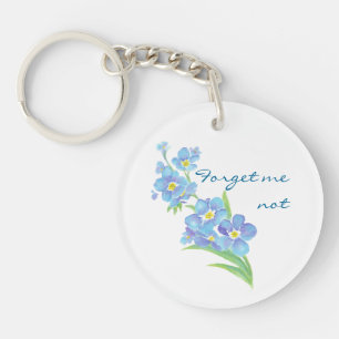 Forget me not Custom Watercolor Garden Flower Keyc Keychain