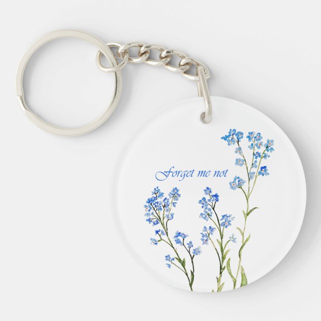 Forget me not Custom Watercolor Garden Flower Keychain (Front)