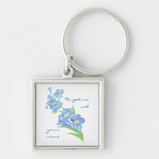 Forget me not Custom Watercolor Garden Flower Keychain (Front)