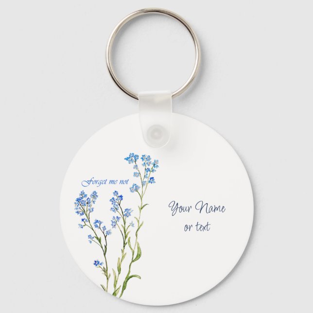 Forget me not Custom Watercolor Garden Flower Keychain (Back)