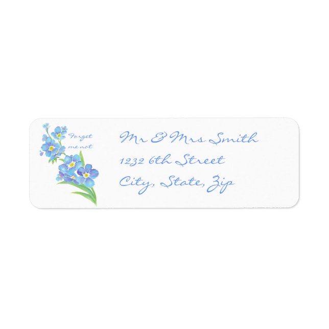 Forget me not Custom Watercolor Garden Flower Label (Front)