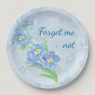 Forget me not Custom Watercolor Garden Flower Paper Plates