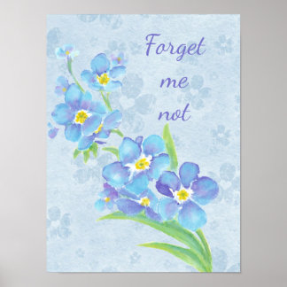 Forget me not Custom Watercolor Garden Flower  Pos Poster