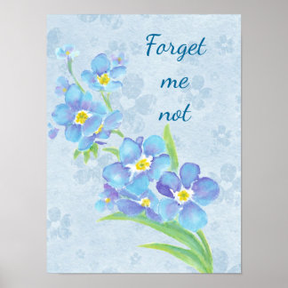Forget me not Custom Watercolor Garden Flower  Poster