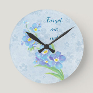 Forget me not Custom Watercolor Garden Flower  Round Clock