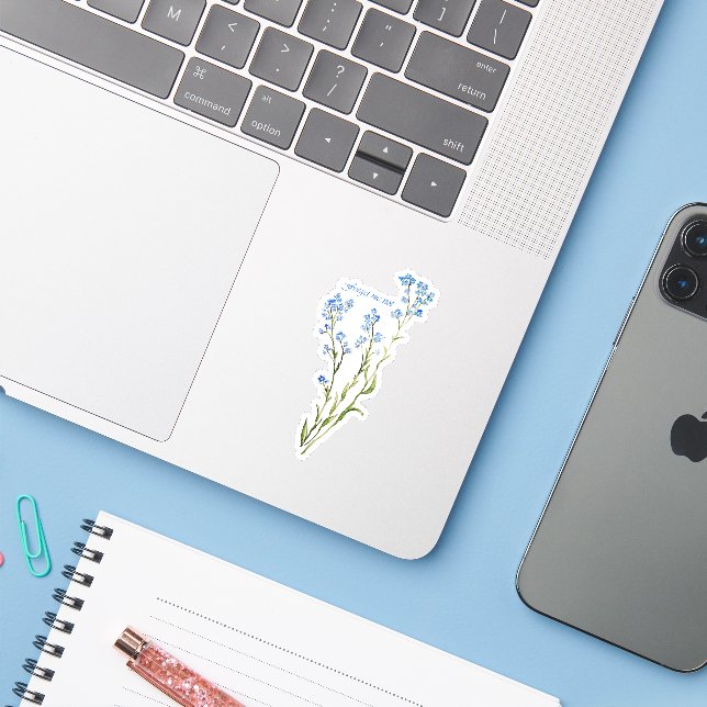 Forget me not Custom Watercolor Garden Flower Sticker (Laptop w/ iPhone)