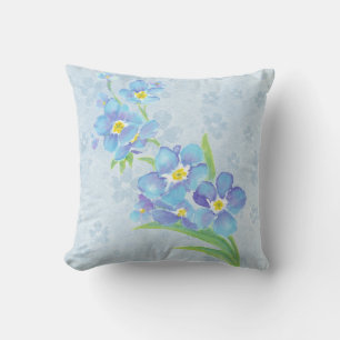 Forget me not Custom Watercolor Garden Flower Throw Pillow