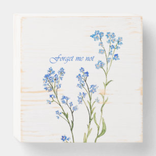 Forget me not Custom Watercolor Garden Flower Wooden Box Sign