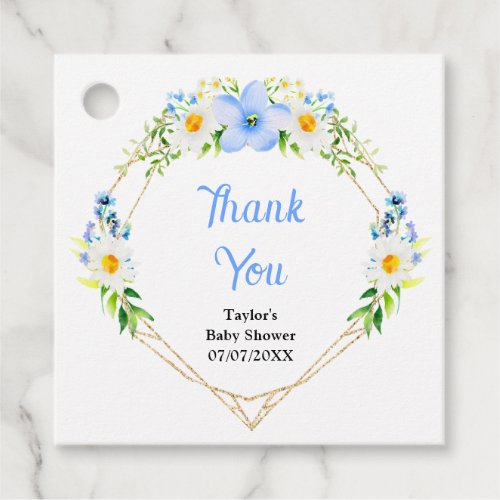 Forget_Me_Not Daisies Floral Baby Shower Thank You Favor Tags