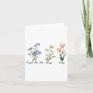 Forget Me Not Daisy Tulip Tee Card