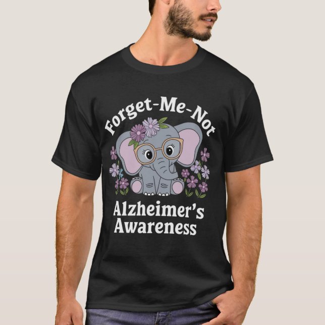 Forget Me Not Elephant Alzheimer's Awareness T-Shirt (Front)