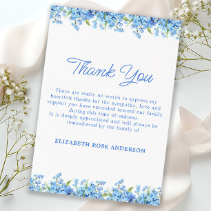 Forget Me Not Floral Blue Modern Memorial Funeral  Thank You Card