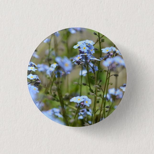 Forget Me Not Floral Button / Badge (Front)