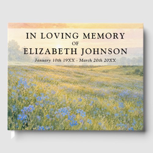 Forget Me Not Floral Celebration of Life Funeral Guest Book
