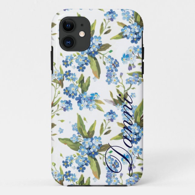 forget me not  floral custom name iphone 5 case (Back)